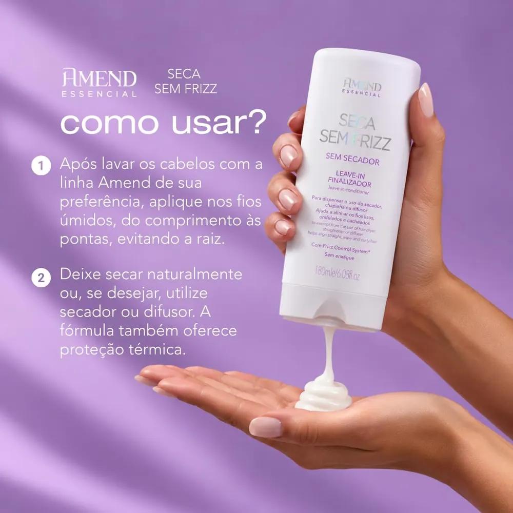 Amend Essencial Seca Sem Frizz Leave-In Finalizador 180ml