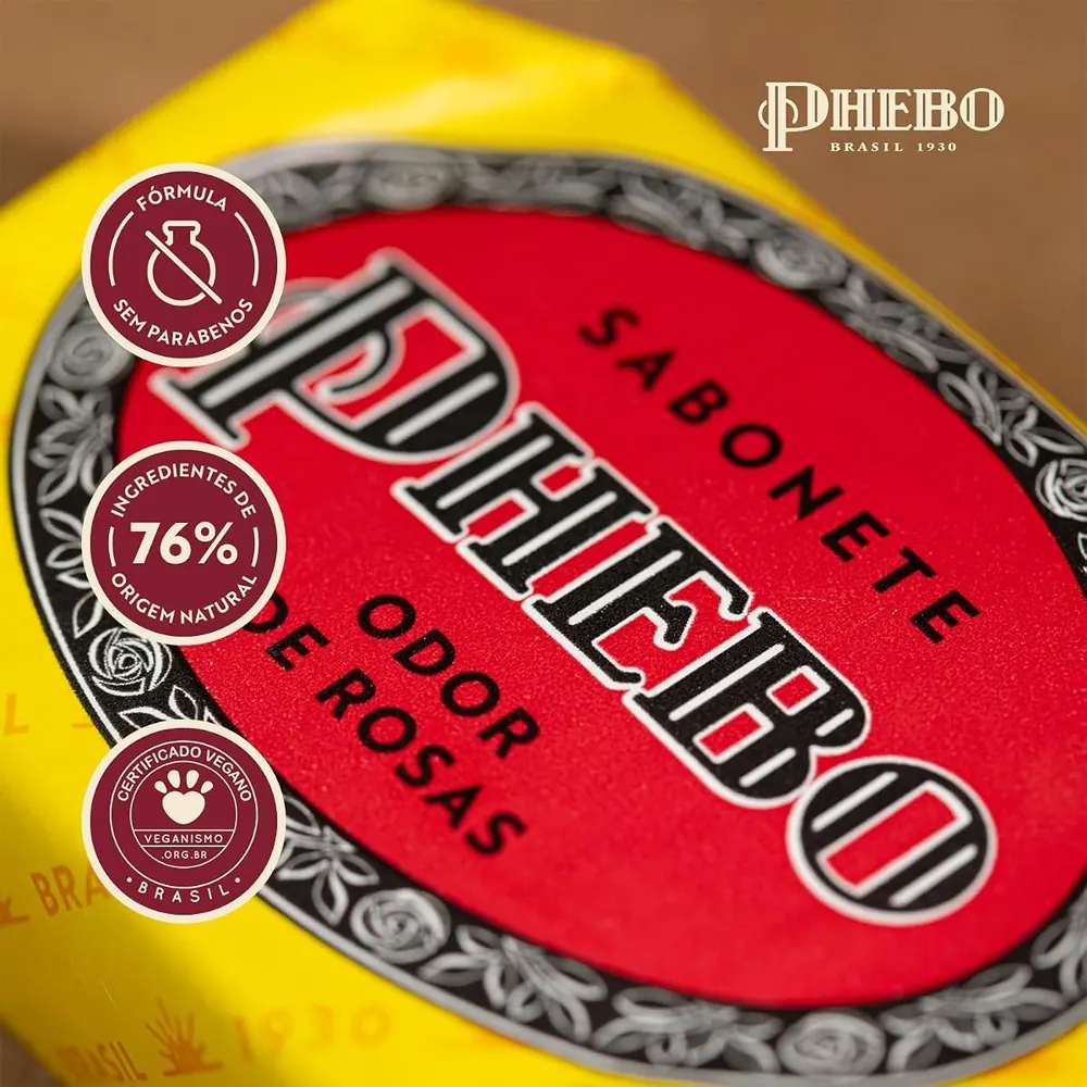 Phebo Sabonete em Barra Odor de Rosas - Kit 12 x 90g