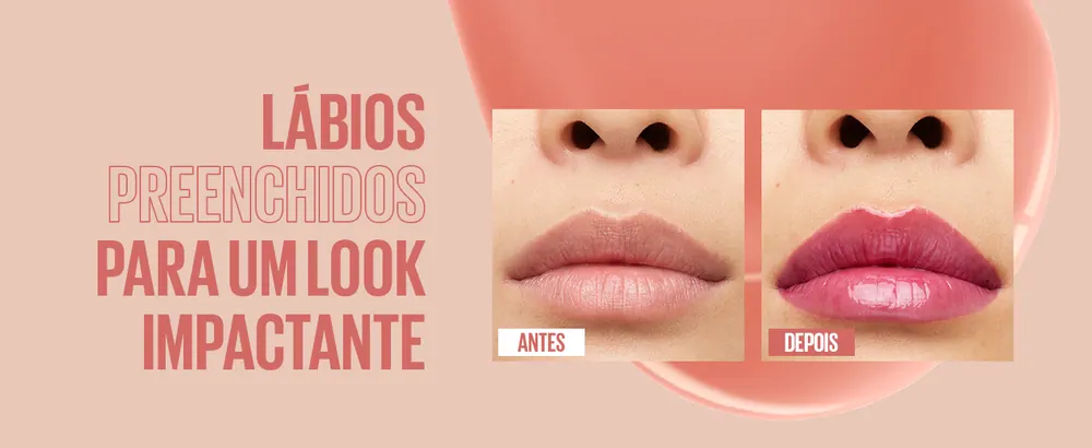 Lábios antes e depois do Lifter Gloss