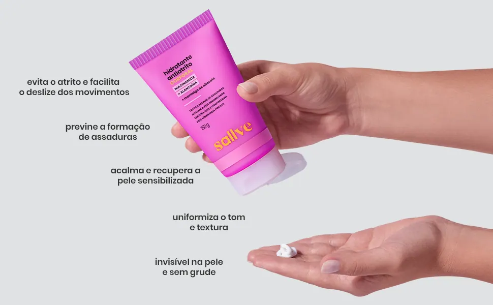 Diminui o atrito, ajuda a prevenir assaduras e uniformiza a pele