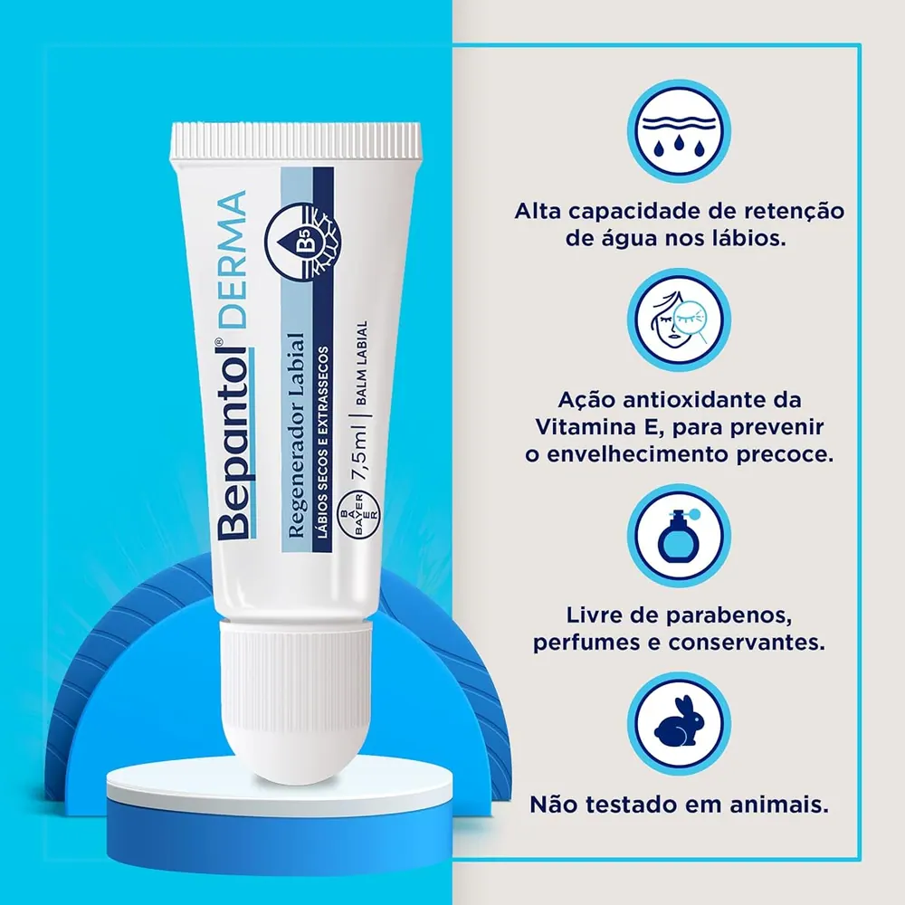 Bepantol Derma Hidratante Labial para Lábios Secos 7,5ml