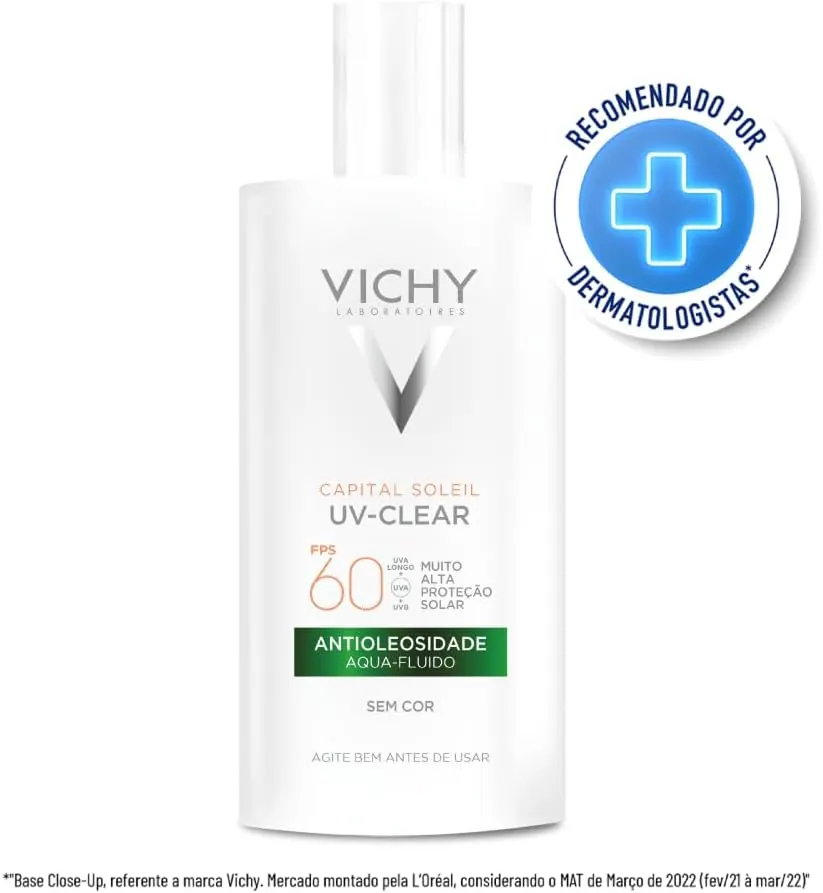 Vichy Capital Soleil UV-Clear Protetor Solar Facial FPS 60 Sem Cor 40g