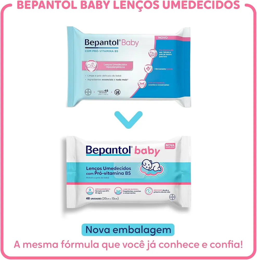 Bepantol Baby Lenço Umedecido Hipoalergênico 48 Unidades