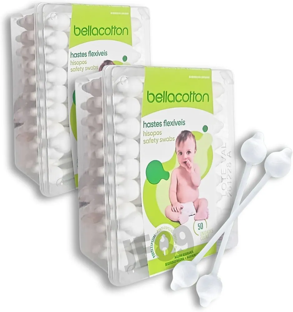 Bellacotton Hastes Flexíveis Baby - Kit 2 Pacotes com 50 unidades (100 hastes)