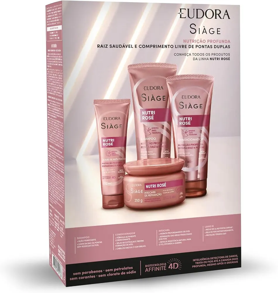 Eudora Siàge Nutri Rosé Kit Shampoo 250ml + Condicionador 125ml + Leave-in 30ml