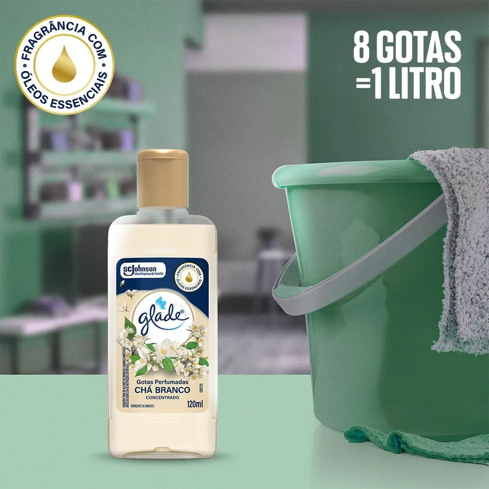 Glade Gotas Perfumadas Limpador Concentrado Chá Branco 120ml