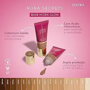 Cartela de tons da base Hidra Glow