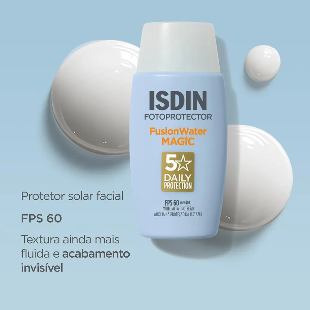 ISDIN Fusion Water 5 Stars Protetor Solar Facial FPS 60 Sem Cor 50ml