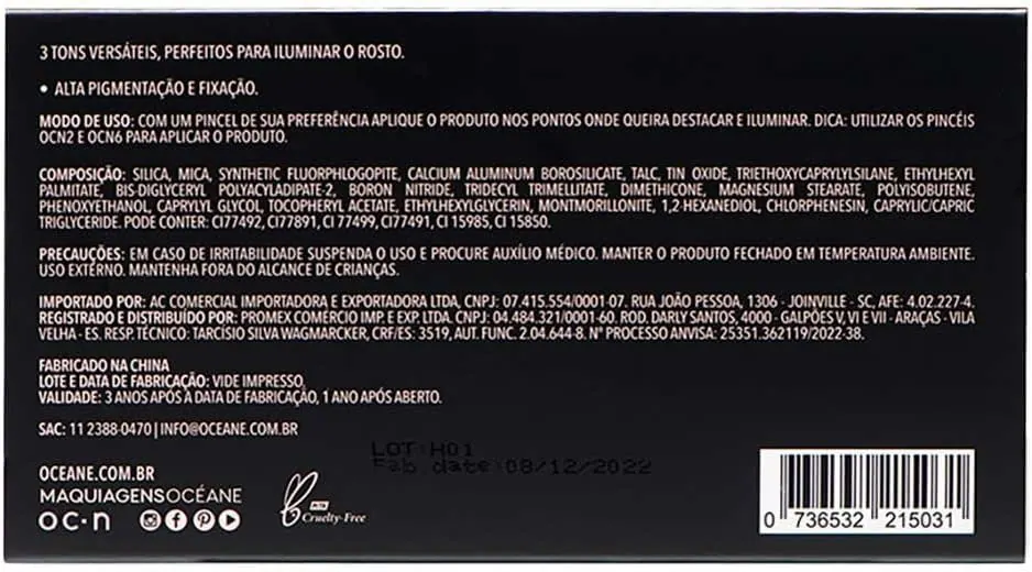 Océane Edition Paleta de Iluminadores Highlight Palette 3 Tons 7,2g
