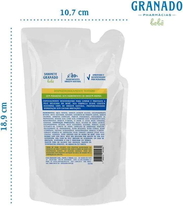 Granado Bebê Sabonete Líquido Glicerinado Tradicional - Refil 250ml