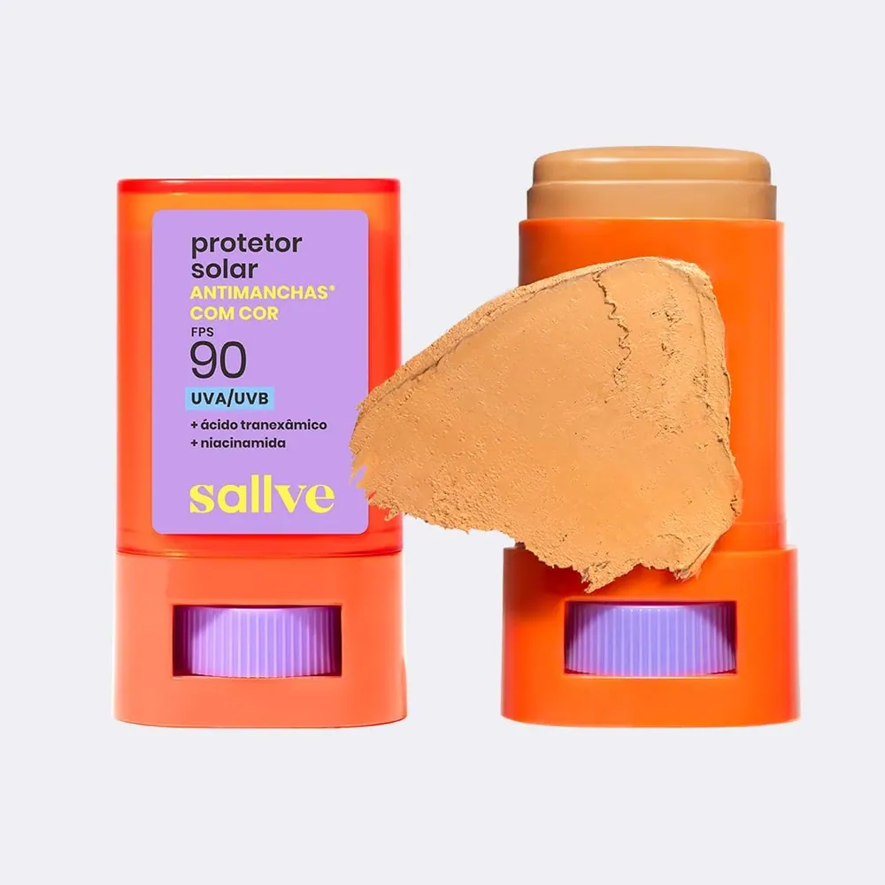 Sallve Protetor Solar em Bastão Antimanchas FPS 90 com Cor Tom 4 - 15g