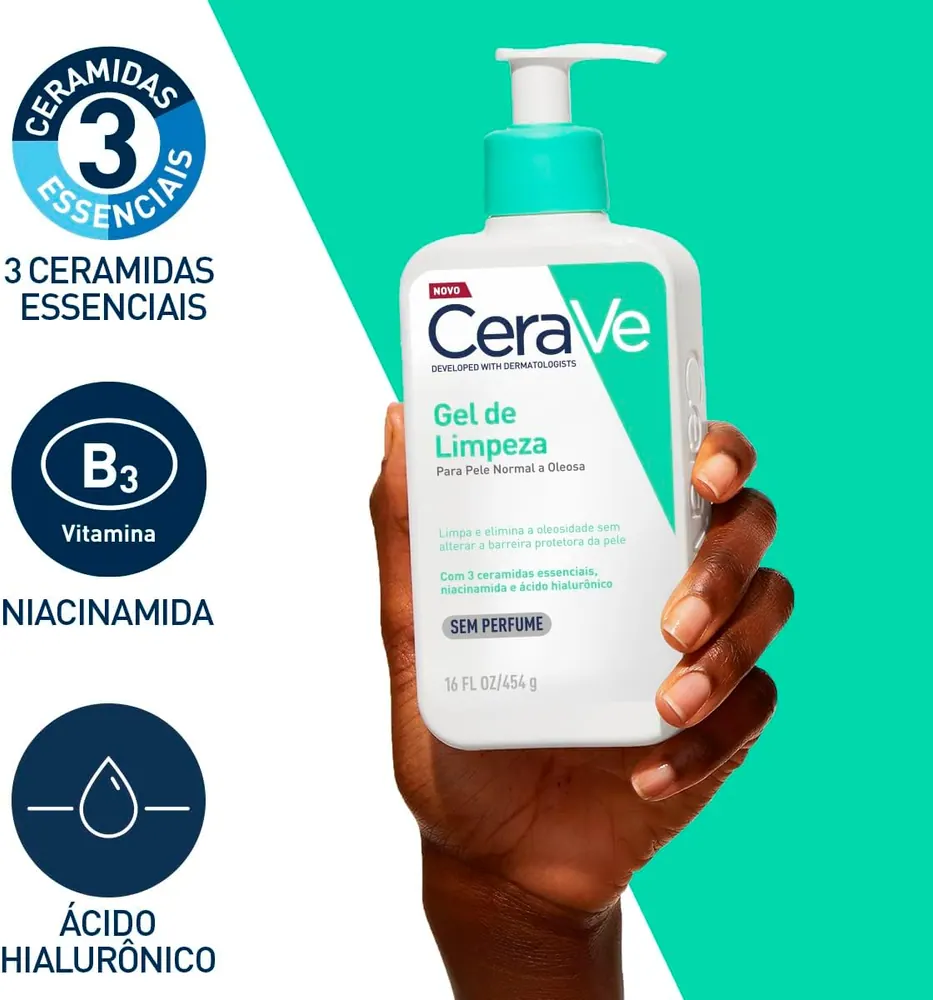 CeraVe Gel de Limpeza Facial para Pele Oleosa com Niacinamida - 454g