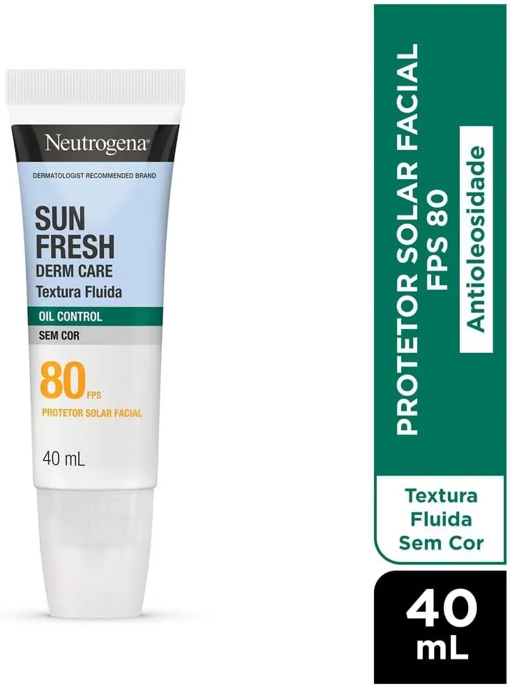 Neutrogena Sun Fresh Derm Care Oil Control Protetor Solar Facial FPS 80 Sem Cor 40ml