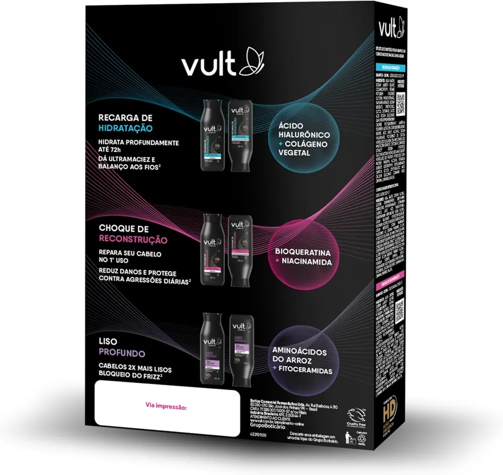 Vult Kit Shampoo e Condicionador Recarga de Hidratação 2 x 200ml