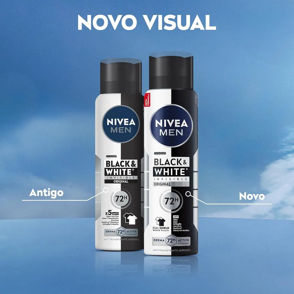 NIVEA Men Desodorante Aerosol Black & White Invisible Original - Kit 2 x 150ml