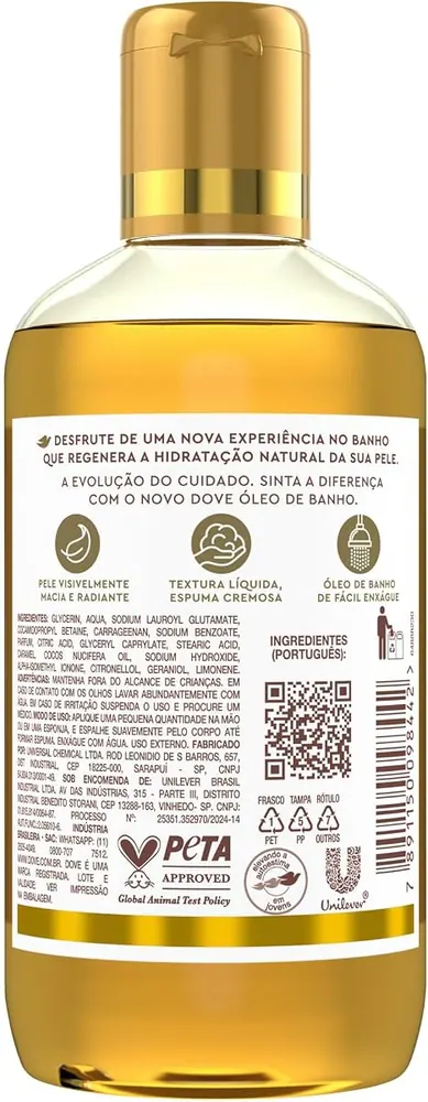 Dove Sabonete Líquido Óleo de Banho Glicerinado 240ml