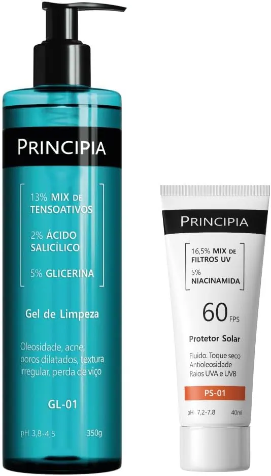 Principia Kit Gel de Limpeza GL-01 + Protetor Solar PS-01 FPS 60