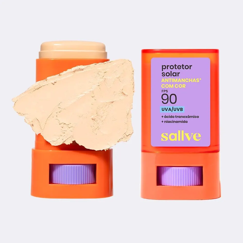 Sallve Protetor Solar em Bastão Antimanchas FPS 90 com Cor Tom 1 - 15g