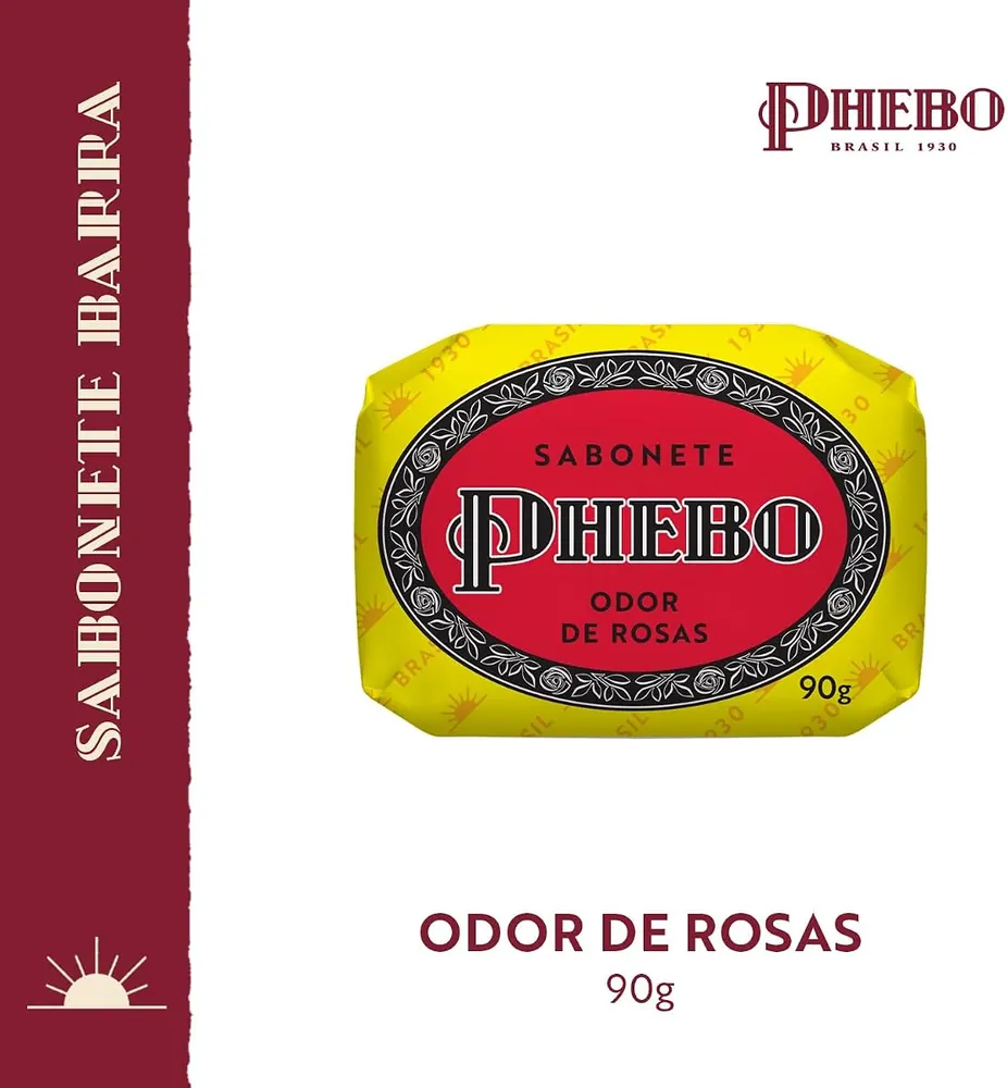 Phebo Sabonete em Barra Odor de Rosas - Kit 12 x 90g