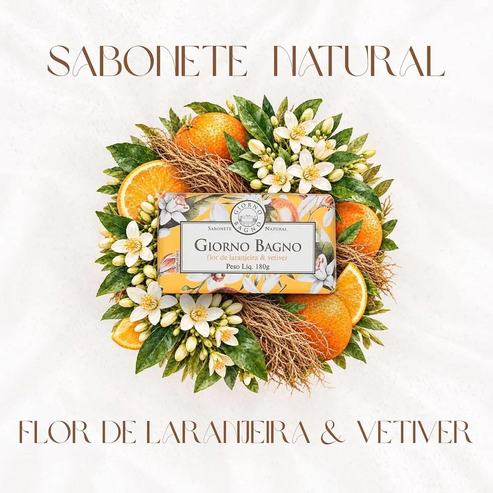 Giorno Bagno Sabonete em Barra Flor de Laranjeira e Vetiver 180g