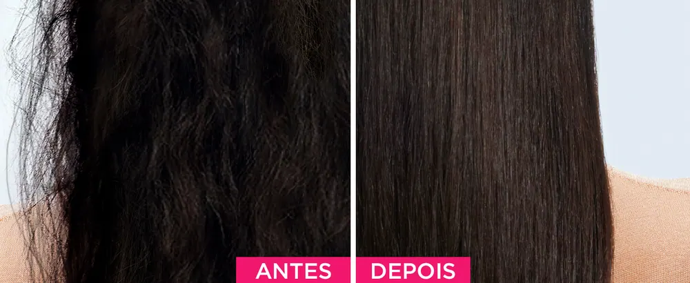 Antes e depois com Elseve Liso dos Sonhos