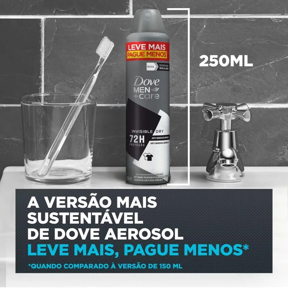 Dove Men+Care Antitranspirante Aerossol Invisible Dry 250ml