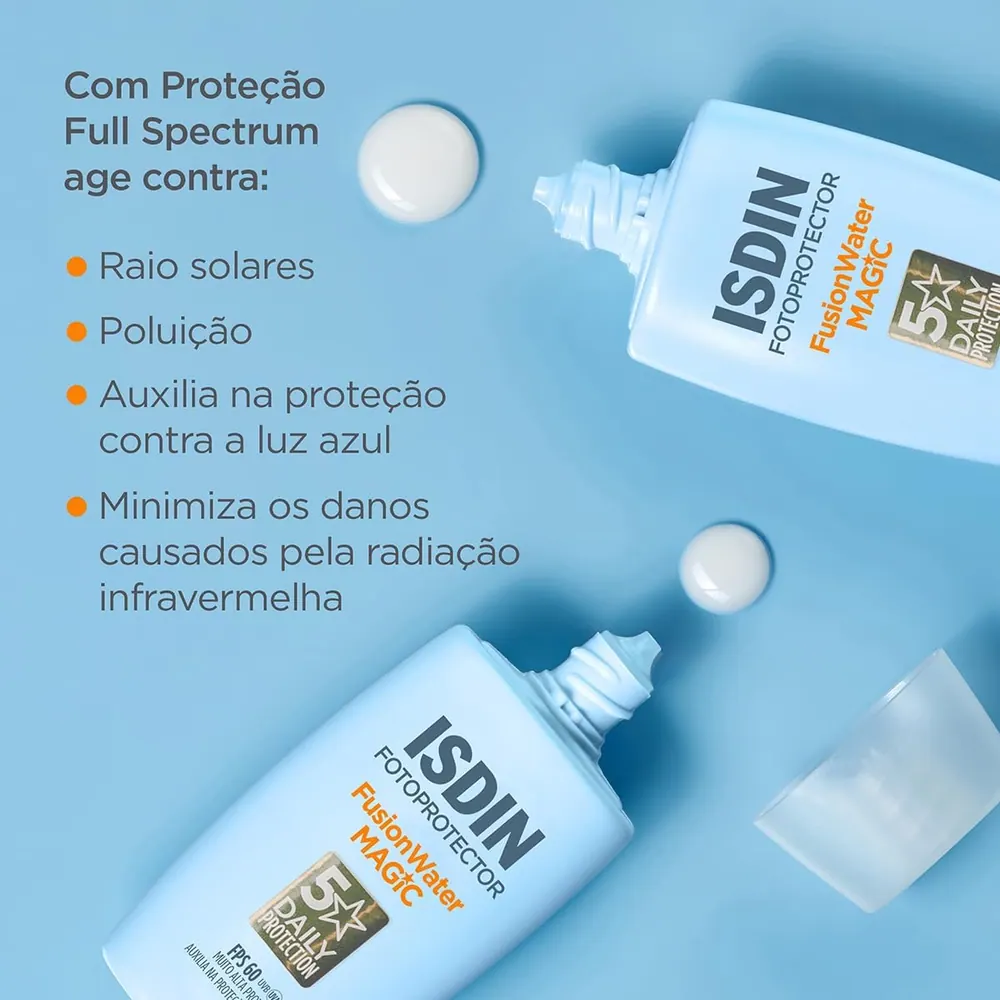 ISDIN Fusion Water 5 Stars Protetor Solar Facial FPS 60 Sem Cor 50ml