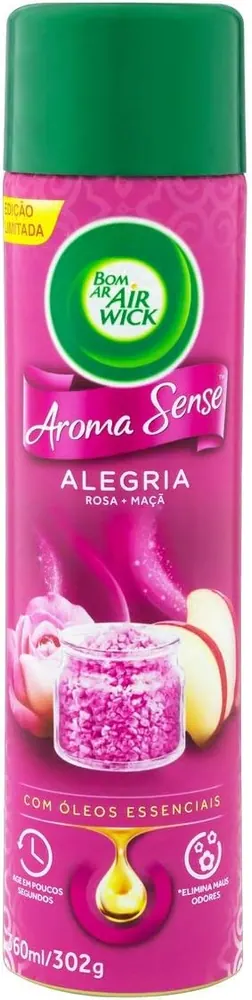 Bom Ar Aromatizador Aerossol Aroma Sense Alegria 360ml