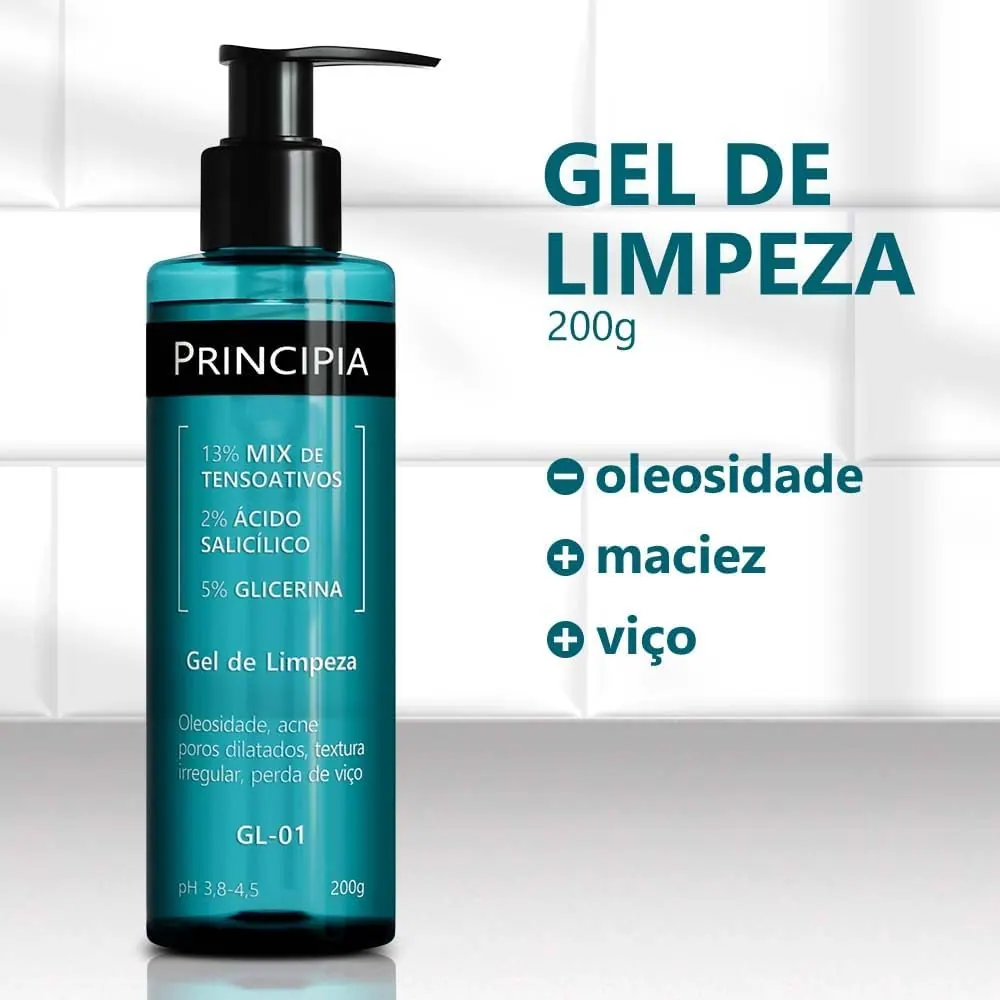 Principia Gel de Limpeza Facial GL-01 200g - 2% Ácido Salicílico + Glicerina