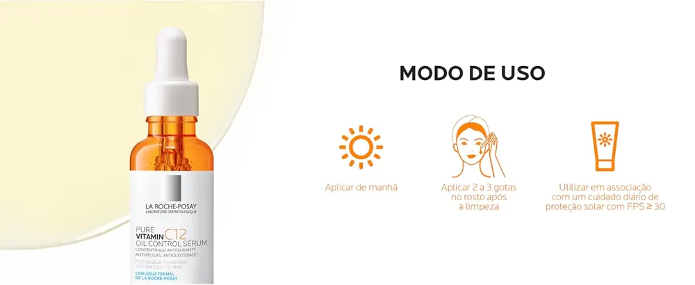 Modo de uso do sérum Pure Vitamin C12 Oil Control