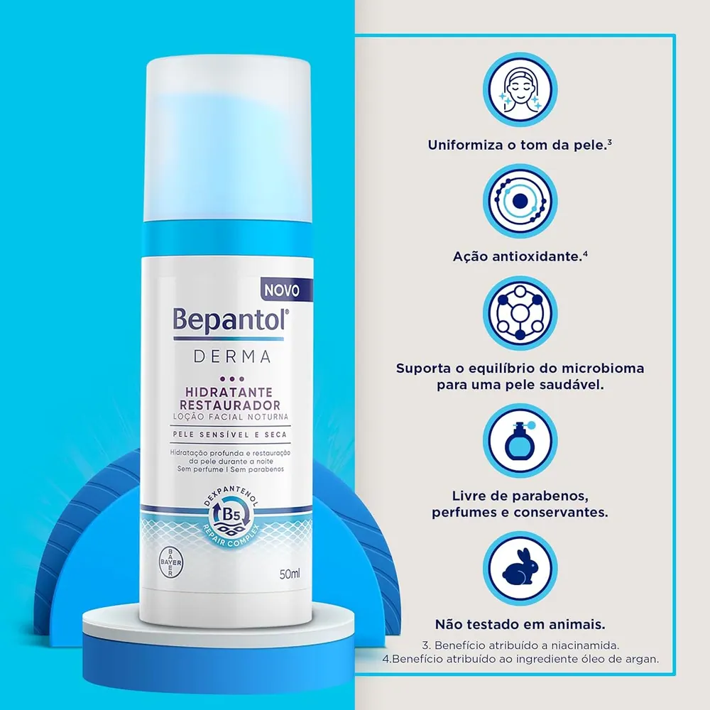 Bepantol Derma Hidratante Facial Noturno Restaurador 50ml