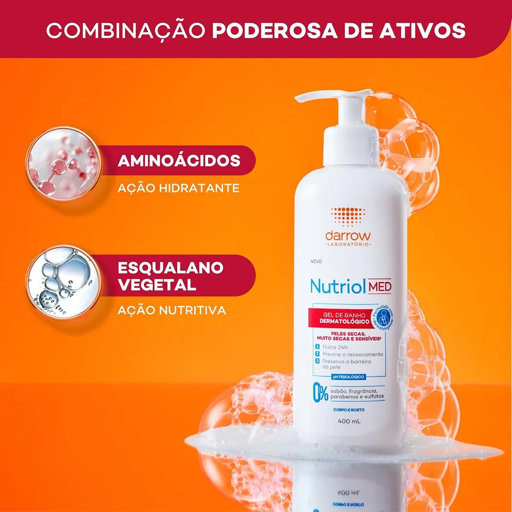 Darrow Nutriol Med Gel de Banho Dermatológico Pele Seca e Sensível 400ml