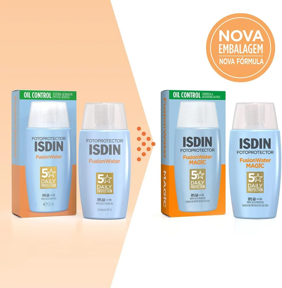 ISDIN Fusion Water 5 Stars Protetor Solar Facial FPS 60 Sem Cor 50ml