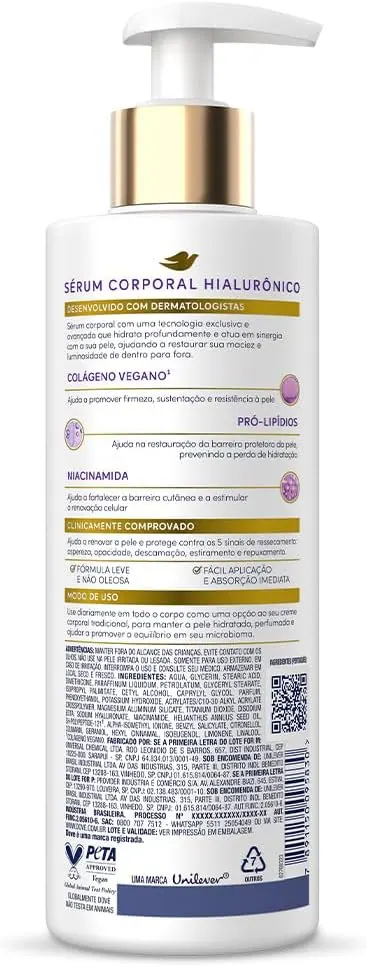 Dove Sérum Hidratante Corporal Dermo Renovador Hialurônico 380ml