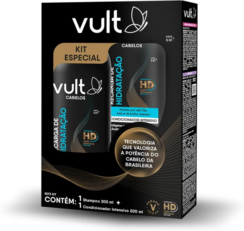 Vult Kit Shampoo e Condicionador Recarga de Hidratação 2 x 200ml