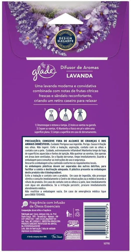 Glade Difusor de Ambiente Lavanda com 6 Varetas 100ml