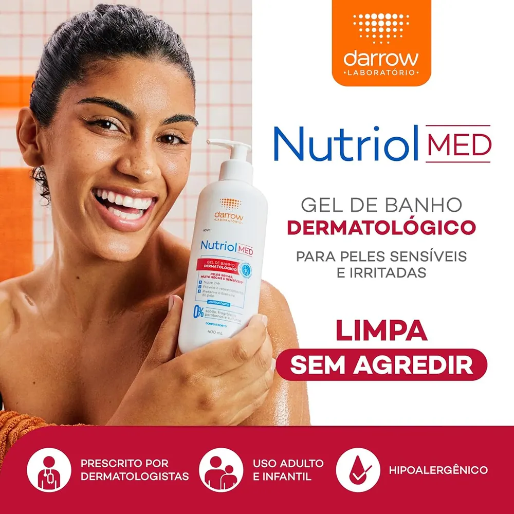 Darrow Nutriol Med Gel de Banho Dermatológico Pele Seca e Sensível 400ml
