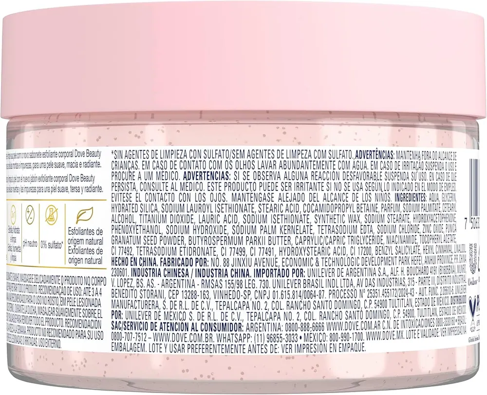 Dove Beauty Scrub Esfoliante Corporal Romã e Manteiga de Karité 280g