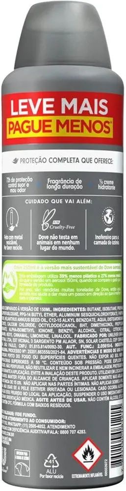 Dove Men+Care Antitranspirante Aerossol Proteção Total 250ml