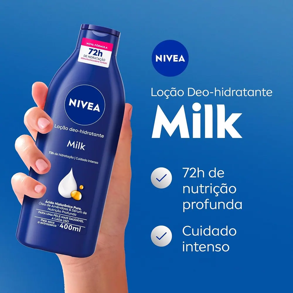 NIVEA Loção Hidratante Milk Pele Seca a Extrasseca 400ml - Kit 2 unidades