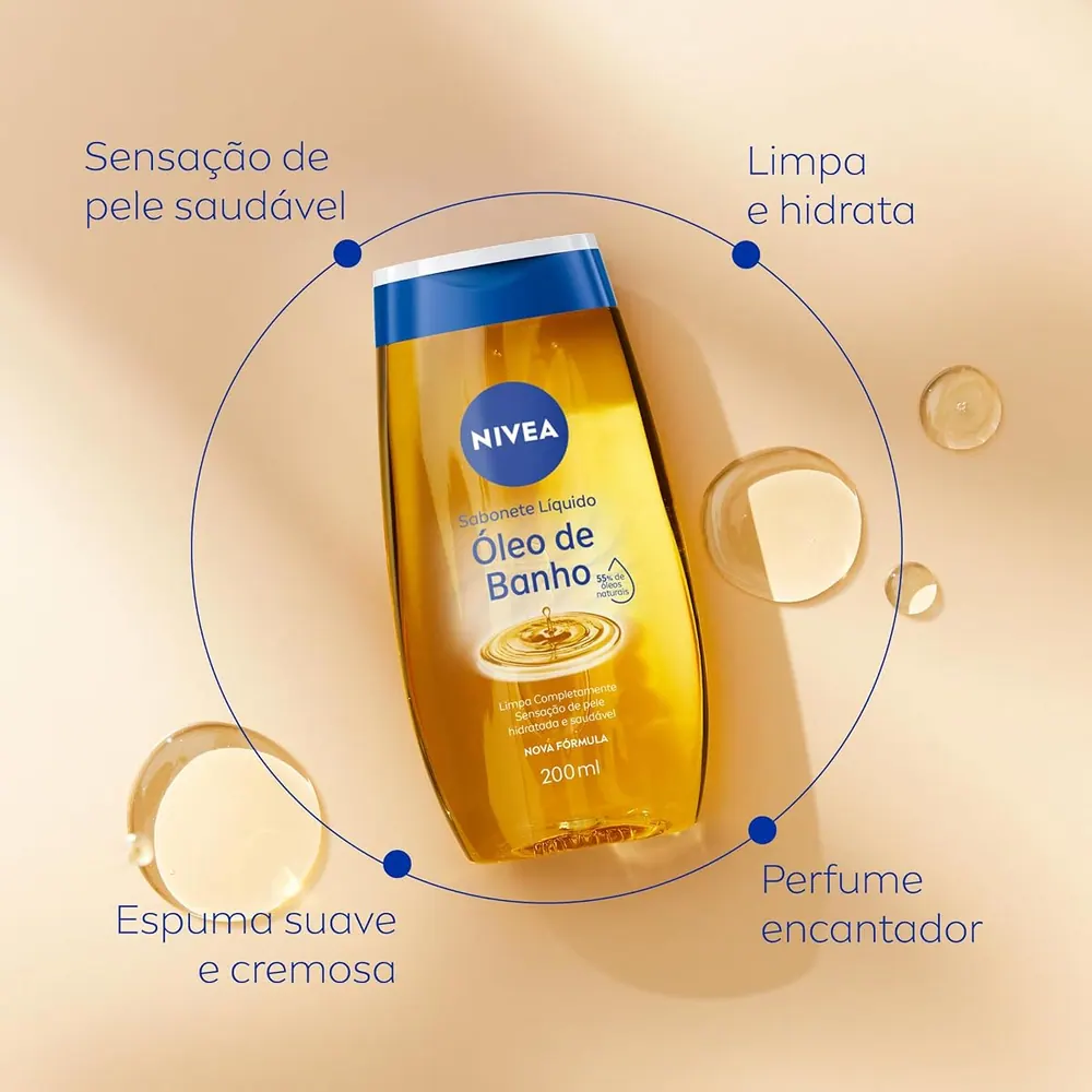 NIVEA Sabonete Líquido Óleo de Banho 200ml - Kit 2 Unidades