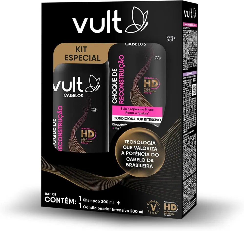Vult Kit Shampoo e Condicionador Choque de Reconstrução 2 x 200ml