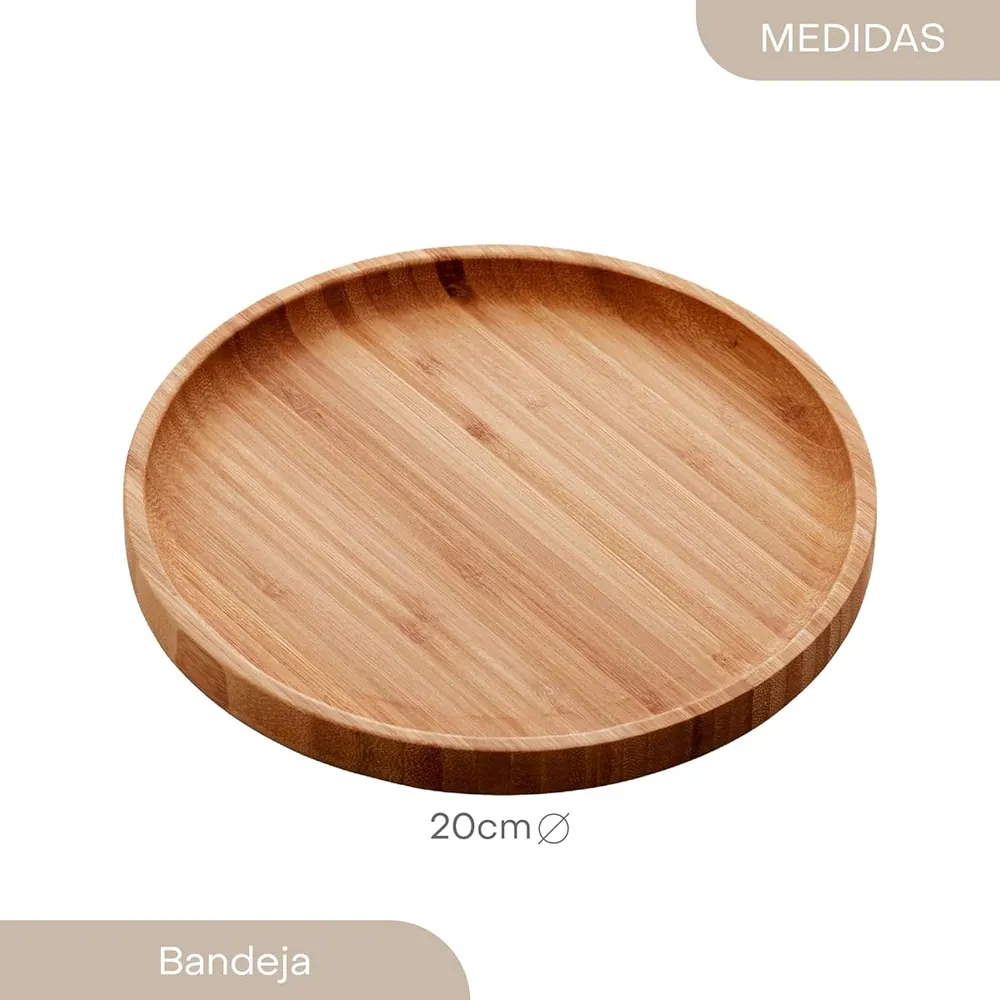 Lyor Bandeja de Bambu Round Natural 20cm