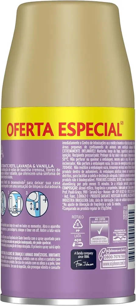 Glade Aromatizador Automático Lavanda e Baunilha - Refil 269ml