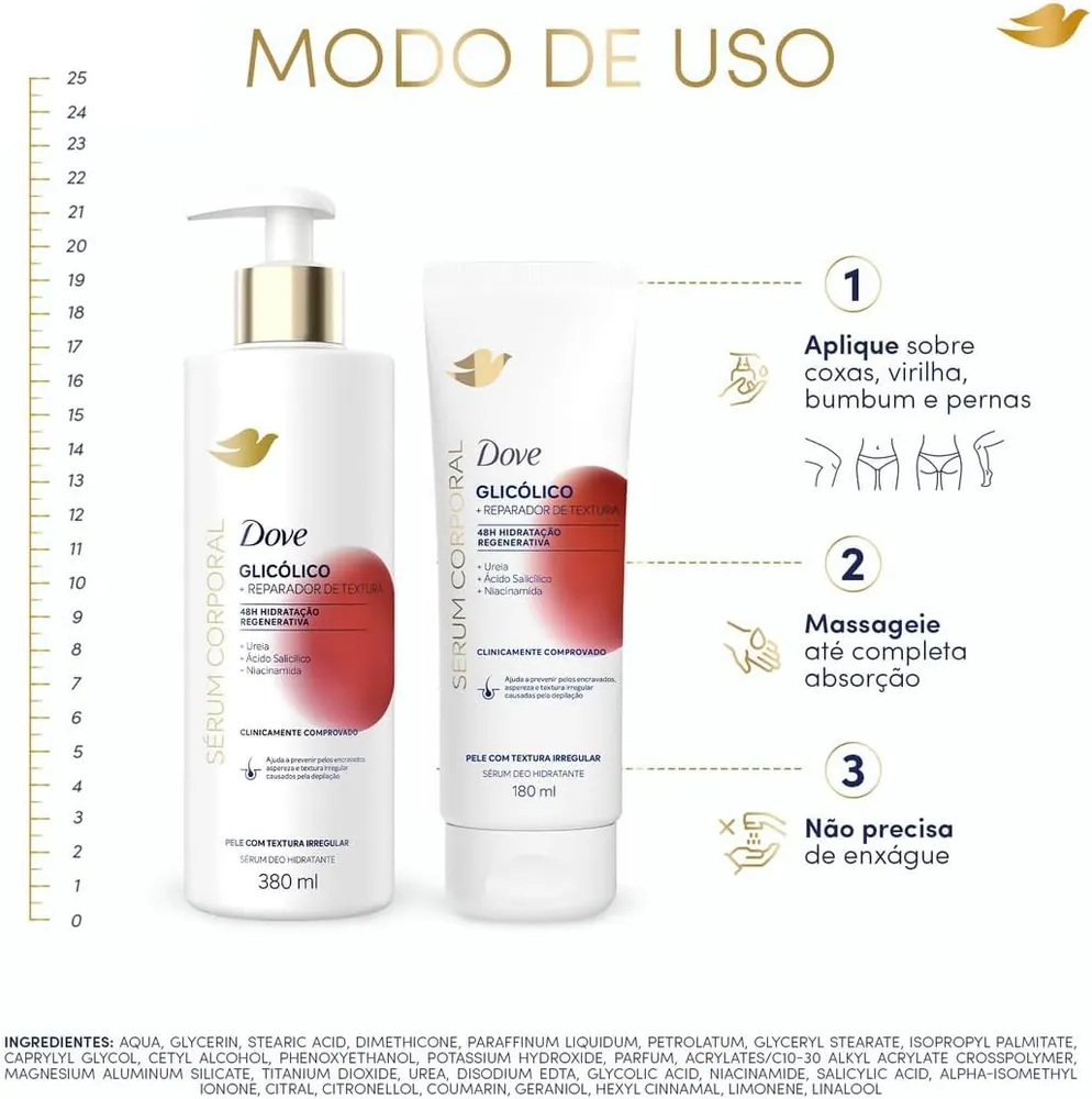 Dove Sérum Hidratante Corporal Glicólico + Reparador de Textura 380ml