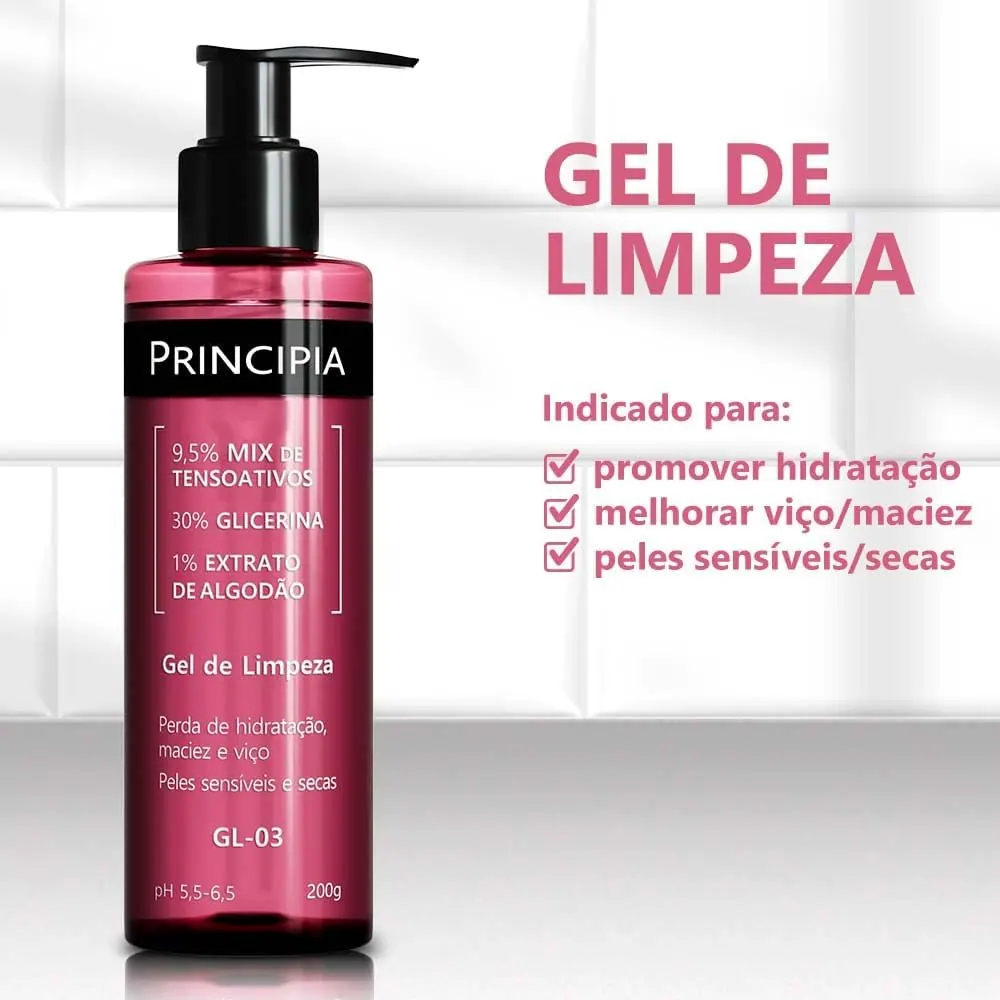 Principia Gel de Limpeza Facial GL-03 200g - Glicerina + Extrato de Algodão