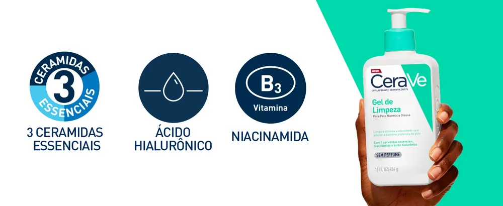 CeraVe Gel de Limpeza Facial para Pele Oleosa com Ácido Hialurônico e Niacinamida - detalhe 3