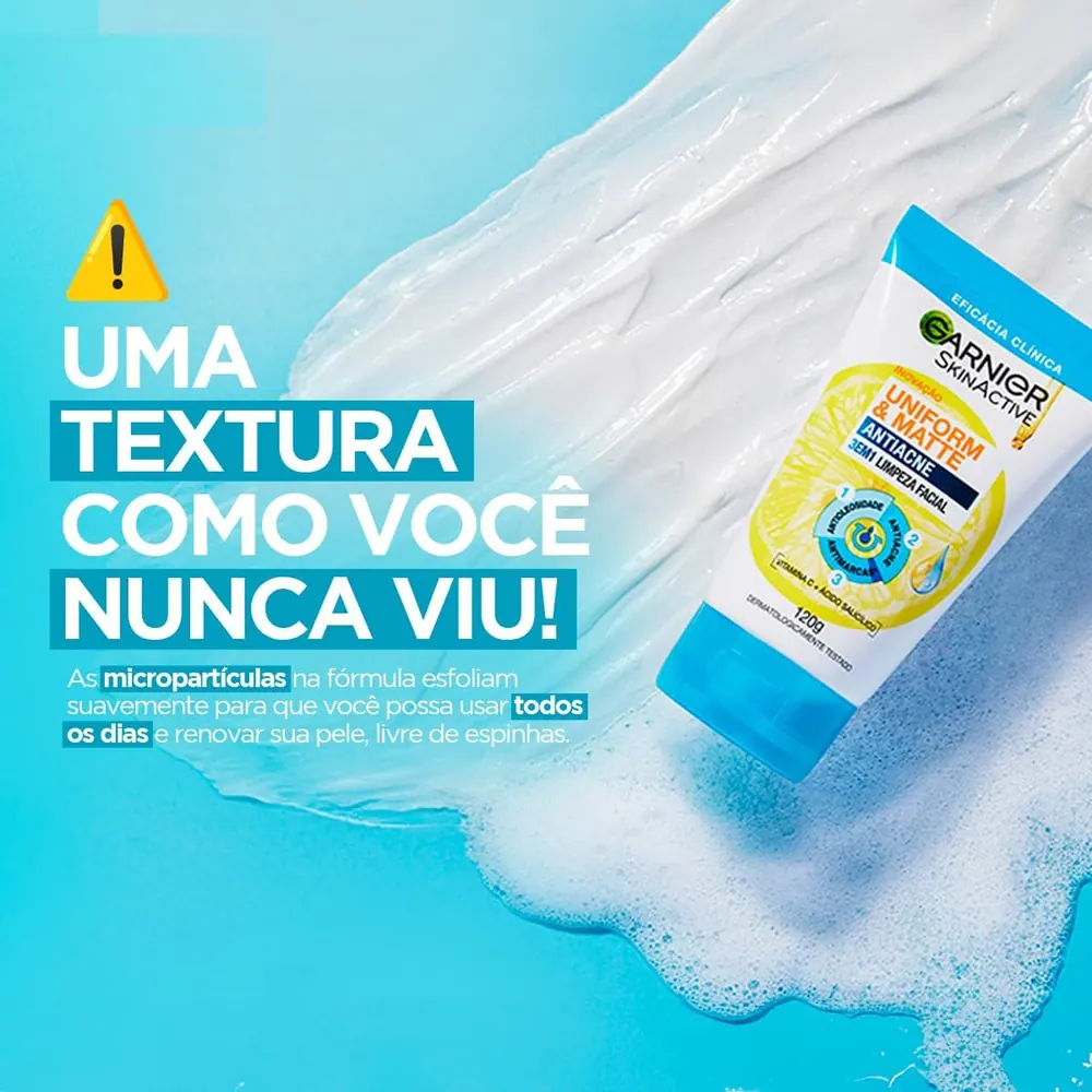 Garnier Uniform & Matte Sabonete Facial 3 em 1 Antiacne 120g