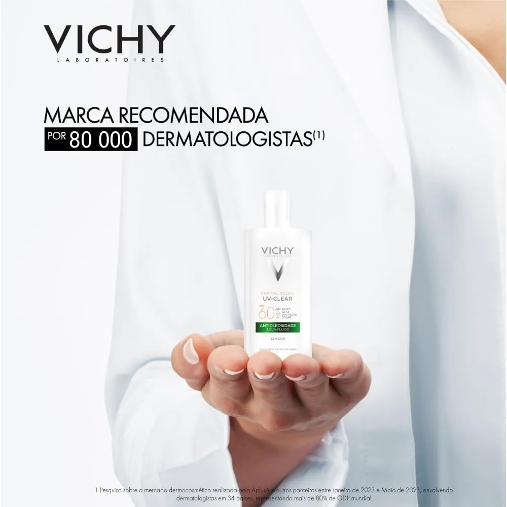 Vichy Capital Soleil UV-Clear Protetor Solar Facial FPS 60 Sem Cor 40g
