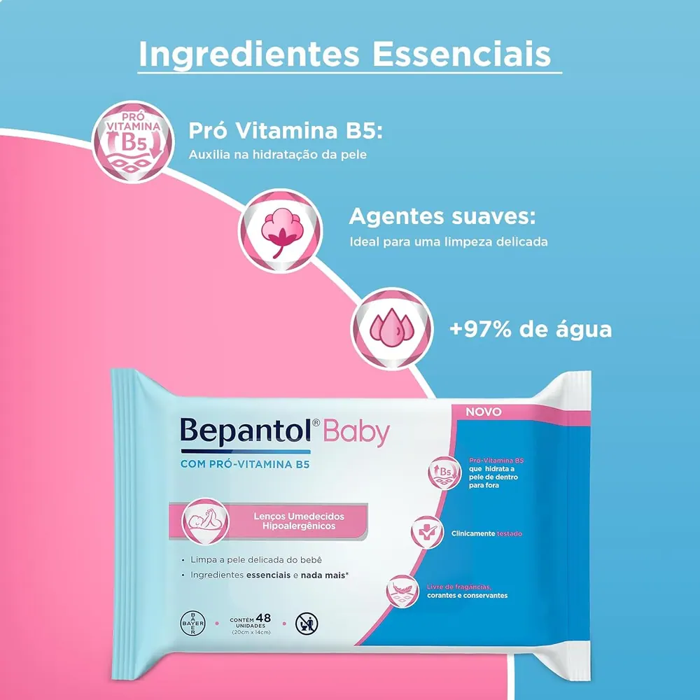 Bepantol Baby Lenço Umedecido Hipoalergênico 48 Unidades